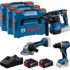 Conjunto Professional 18V, GBH 18V-22 + GSR 18V-65 + GWS 18V-8 Professional, conjunto de ferramentas azul, 2x bateria de iões de lítio 5,0Ah, em 3 L-BOXX