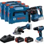 Conjunto Professional 18V, GBH 18V-22 + GSR 18V-65 + GWS 18V-8 Professional, conjunto de ferramentas azul, 2x bateria de iões de lítio 5,0Ah, em 3 L-BOXX