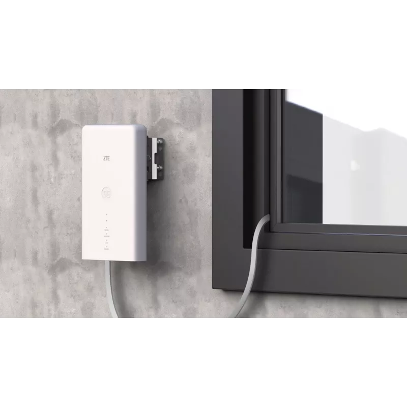 Kit de router Wi‑Fi ZTE MC889 com unidade exterior 5G LTE-A, Wi‑Fi 6, dupla banda 2,4/5 GHz, 160 MHz, 5 portas Gigabit, PoE, IP65 para uso exterior
