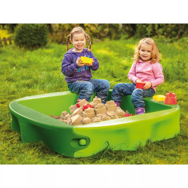 Caixa de areia Simba-Dickie BIG 800056733, plástico, 1380×1380 mm, bancos integrados, verde