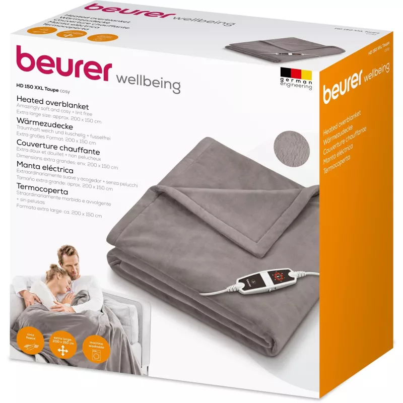Cobertor elétrico Beurer HD 150 XXL Cosy Taupe, 200 x 150 cm