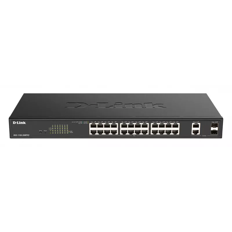 D-Link DGS-1100-26MPV2/E switch de rede Managed L2 Gigabit Ethernet (10/100/1000) Power over Ethernet (PoE) preto
