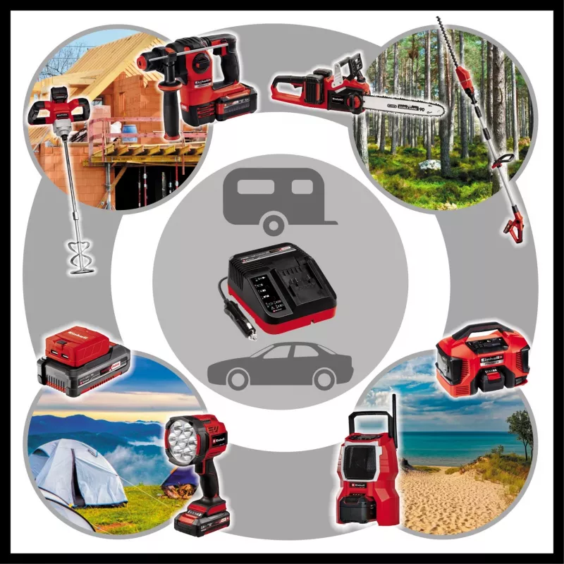 Carregador de bateria Einhell Power X-Car Charger 3A isqueiro vermelho