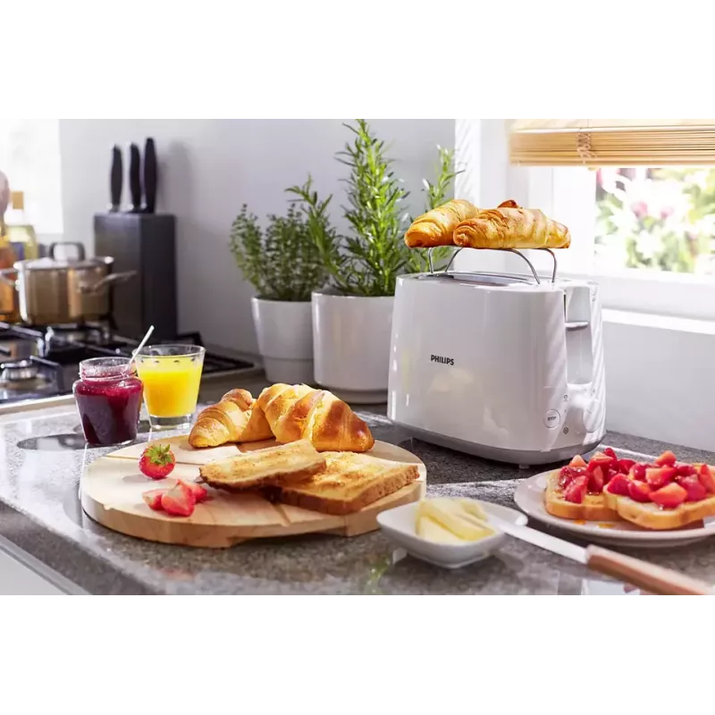 Torradeira Philips Daily Collection HD2581/00 — 2 fatias, 830 W, 8 níveis de tostagem, branco