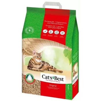 Areia para gatos cat'sbest Eco Plus 20 L (madeira, biodegradável) 8,6 kg, rápida absorção, neutralização de odores