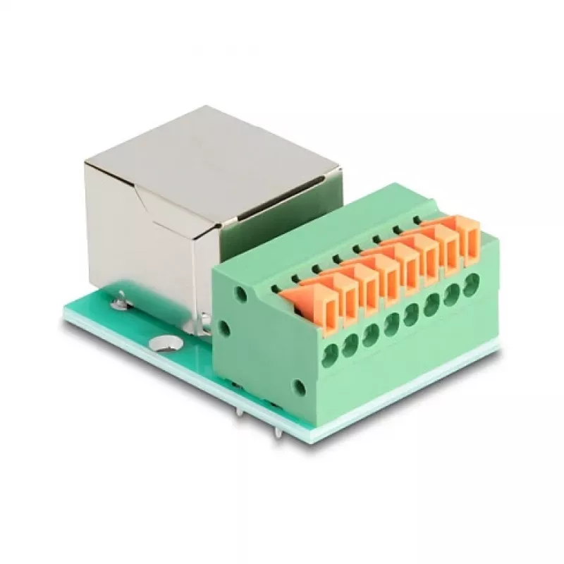 Adaptador de cabo DeLOCK 90652 RJ45 bloco de terminais de 8 pinos verde prateado