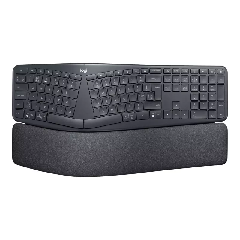Logitech ERGO K860 - Teclado - Sem fios - 2,4 GHz, Bluetooth 5.0 - QWERTY - GB - Grafite