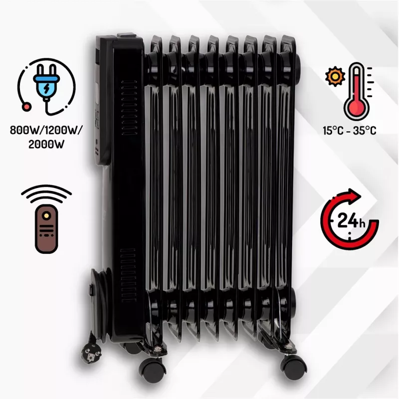 Camry | Aquecedor | CR 7810 | Radiador a óleo | 2000 W | Número de níveis de potência 3 | Preto
