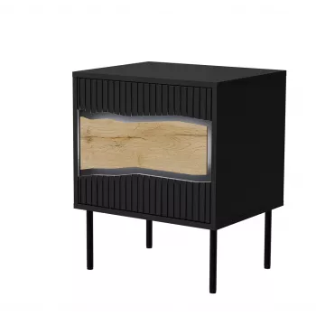 Mesa de cabeceira Cama INSERTO, 2 unid., 50x40x61.5 cm, preto + LED