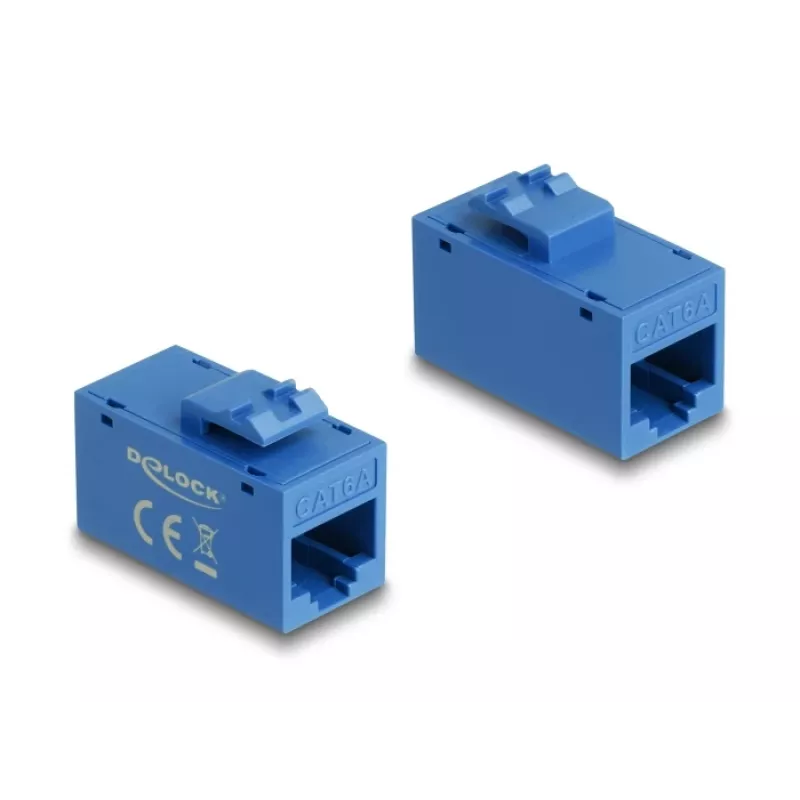 Delock 90642 módulo Keystone RJ45 fêmea para RJ45 fêmea, Cat.6A UTP, azul