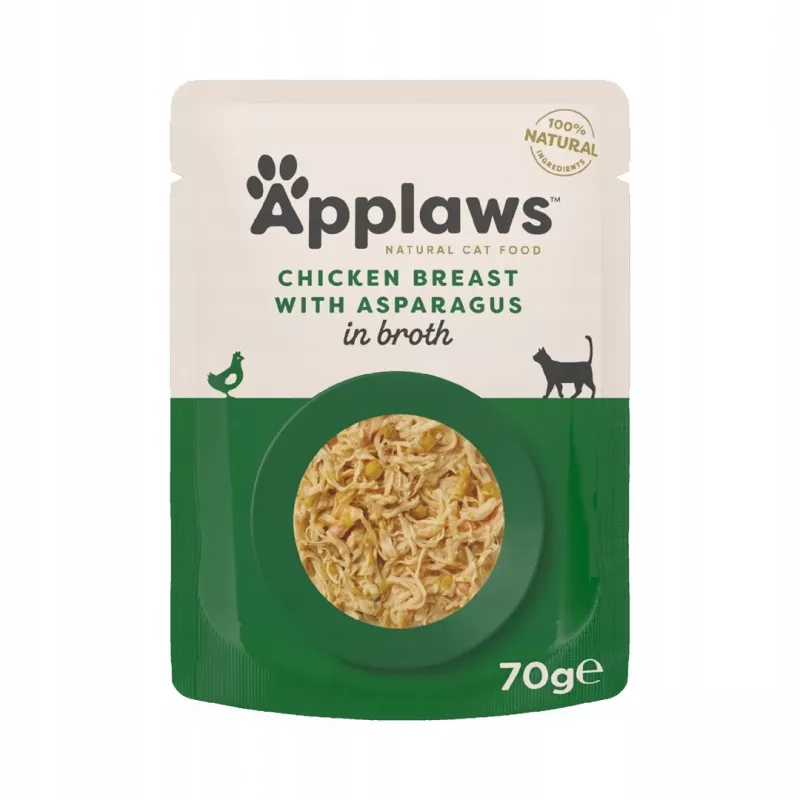 APPLAWS Filete de Frango com Espargos em Caldo - Alimento húmido para gatos - 70 g