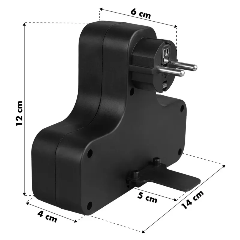 Maclean tomada elétrica, quádrupla com interruptor, pé de estabilização, tipo E, 2x2,5A, 2x16A, MCE224 E/B