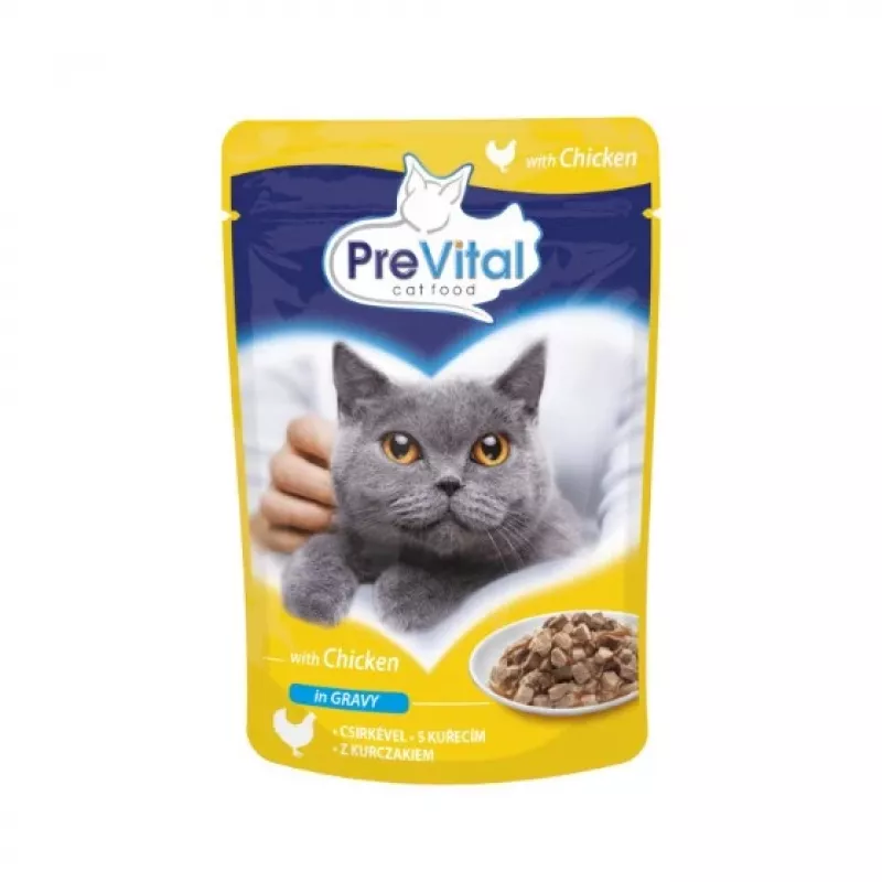 PREVITAL Cat Food Mix 4 Flavors comida húmida para gatos adultos esterilizados, frango, vitela, salmão, aves, 96 x 100 g (9,6 kg)