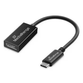 Conversor de áudio e vídeo USB Type-C para DisplayPort MediaRange MRCS235, cabo de 20 cm, preto