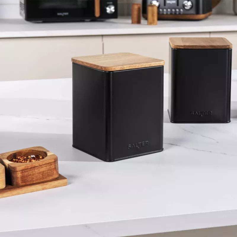 Conjunto de recipientes Salter BW12898EU7, 3 peças, preto, recipientes de armazenamento herméticos para a cozinha