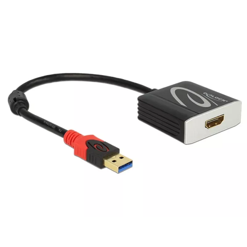 Adaptador de cabo de vídeo DeLOCK 62736 USB Type-A para HDMI 0,2 m preto