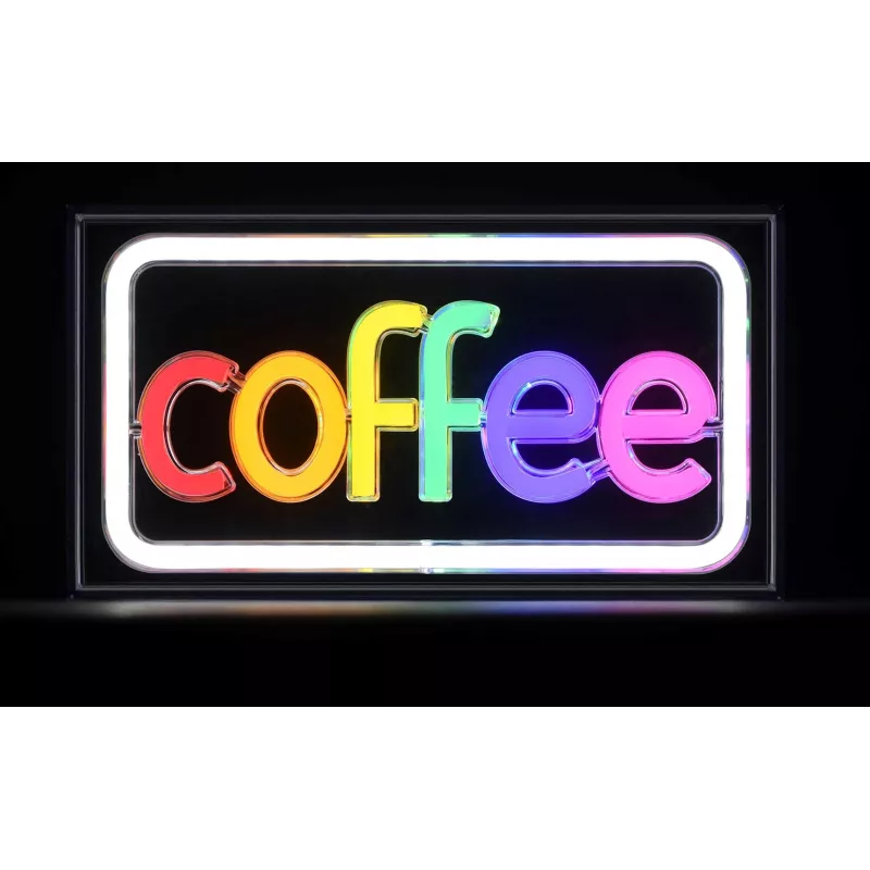 Letreiro luminoso LED néon ActiveJet AJE-NEON COFFEE, multicolor, USB 5V, montagem à superfície, moldura em plástico AS