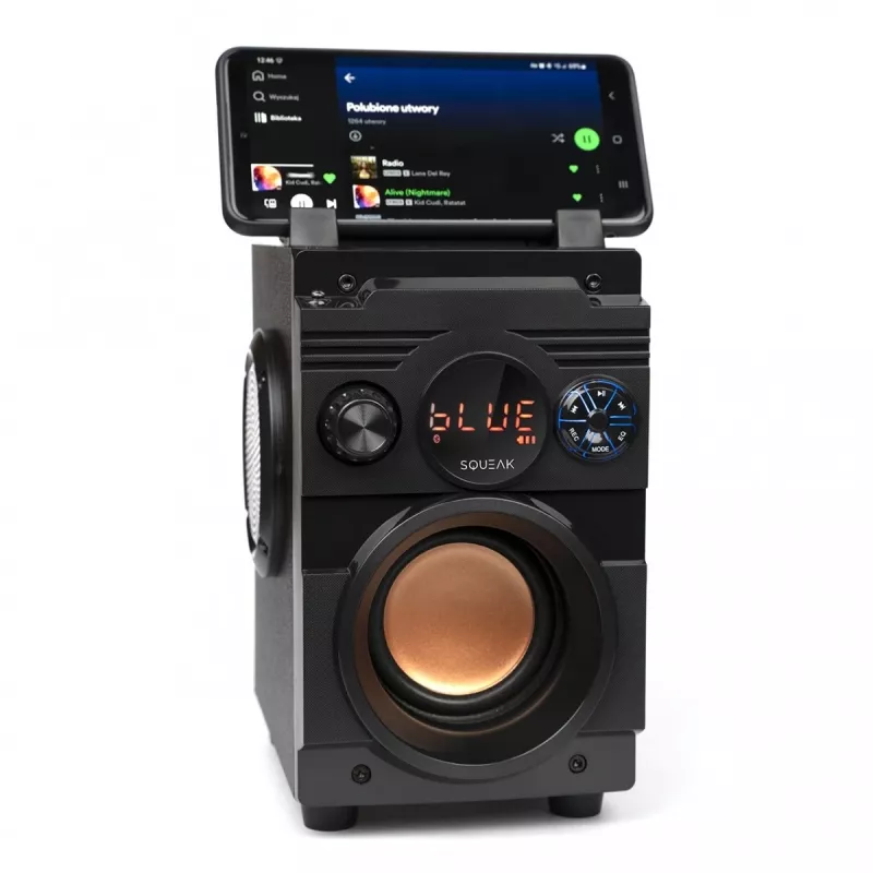 Altifalante Bluetooth 5.1 Squeak Bassblaster, rádio FM, leitor MP3 SQ1001