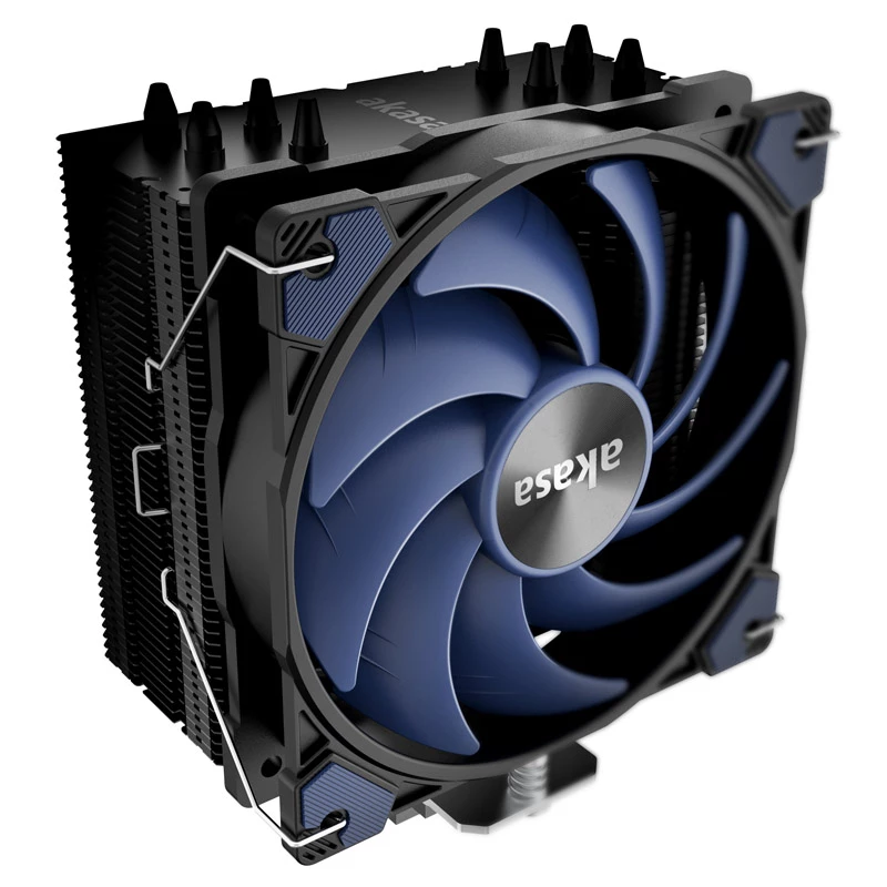 Dissipador de ar Akasa Alucia H4 12 cm preto azul rolamento hidrodinâmico