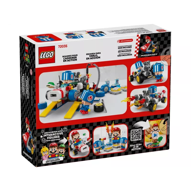 Brinquedo de construção LEGO Conjunto 72035 Super Mario Mario Kart Oficina do Toad, níveis interativos e figuras