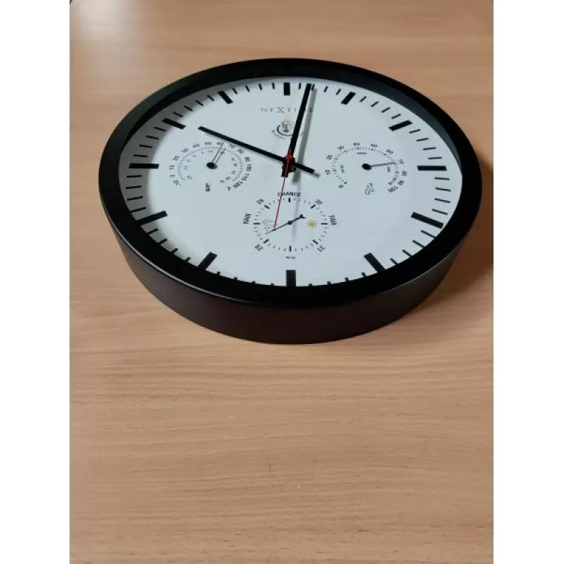 NeXtime Relógio 2635zw Estação meteorológica, Ø34 cm, parede, preto