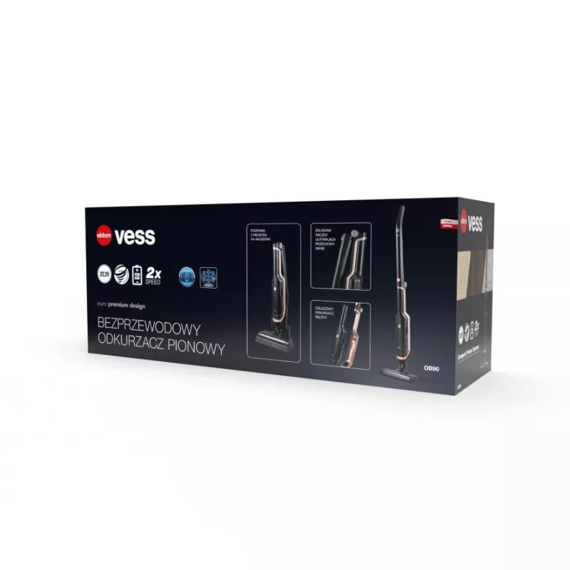 OB90 ELDOM, VESS Aspirador de mão, sem fios, escova elétrica