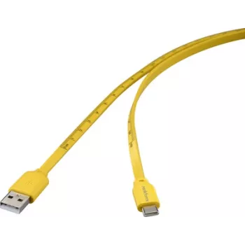 Cabo USB Renkforce USB 2.0 ficha USB-C macho ficha USB-A macho amarelo impressão à medida métrica (RF-6721076)