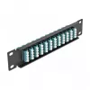Patch panel de fibra ótica DeLOCK 10 polegadas 12 portas LC quad aqua 1U preto