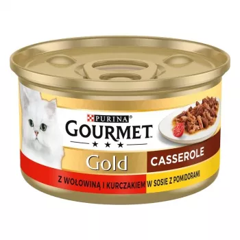 Comida húmida para gatos Gourmet (Purina) Gold 85 g – adulto, vaca e frango
