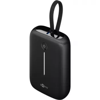 Powerbank portátil Goobay 10.000 mAh com cabo USB-C integrado – 20 W compacto para levar consigo (76251)