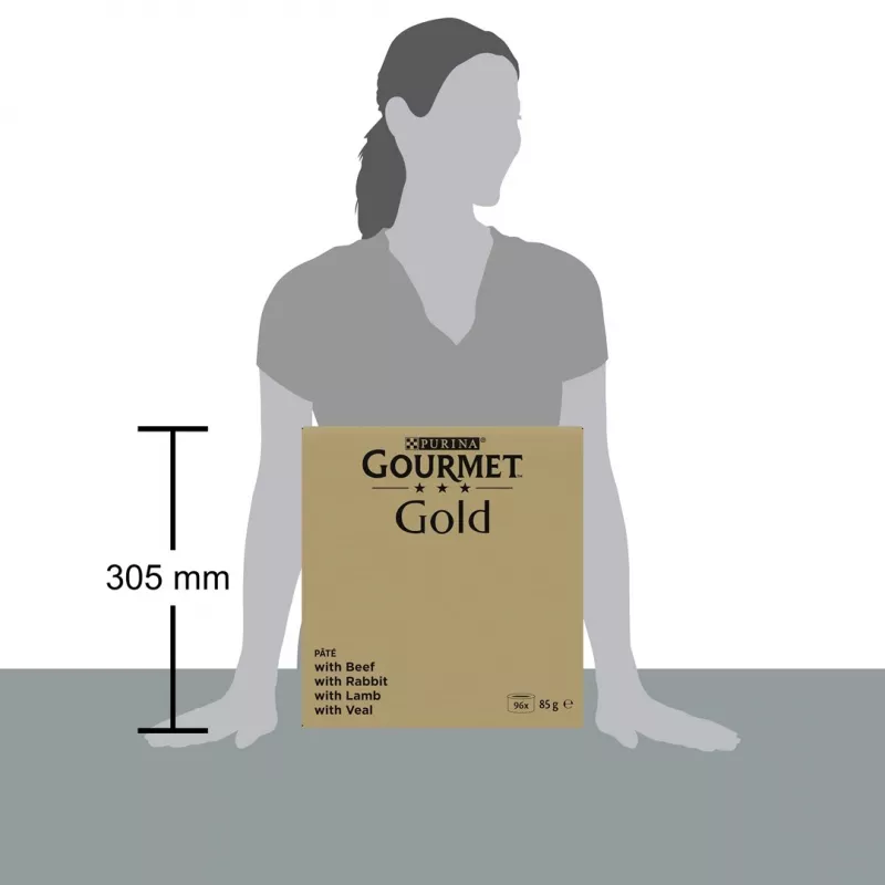 Purina Gourmet Gold mousse, mistura de 4 sabores, comida húmida para gatos, 96 x 85 g