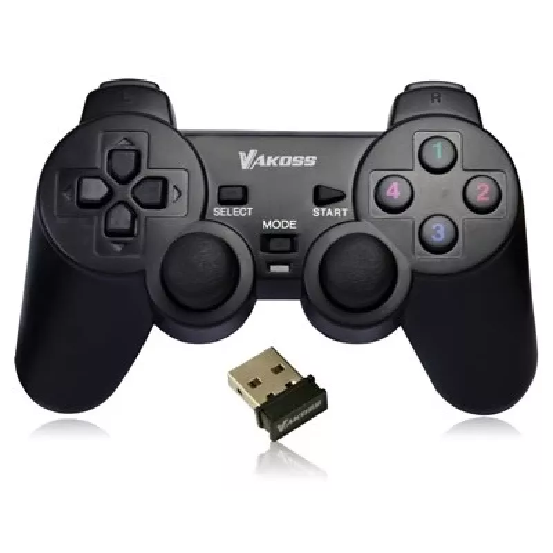 VAKOSS GP-4705BK comando sem fios USB, PC/PS3, vibração dual shock, analógico/digital, preto