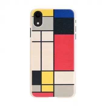 Capa para smartphone man and wood para iPhone XR – parte traseira em madeira, moldura branca