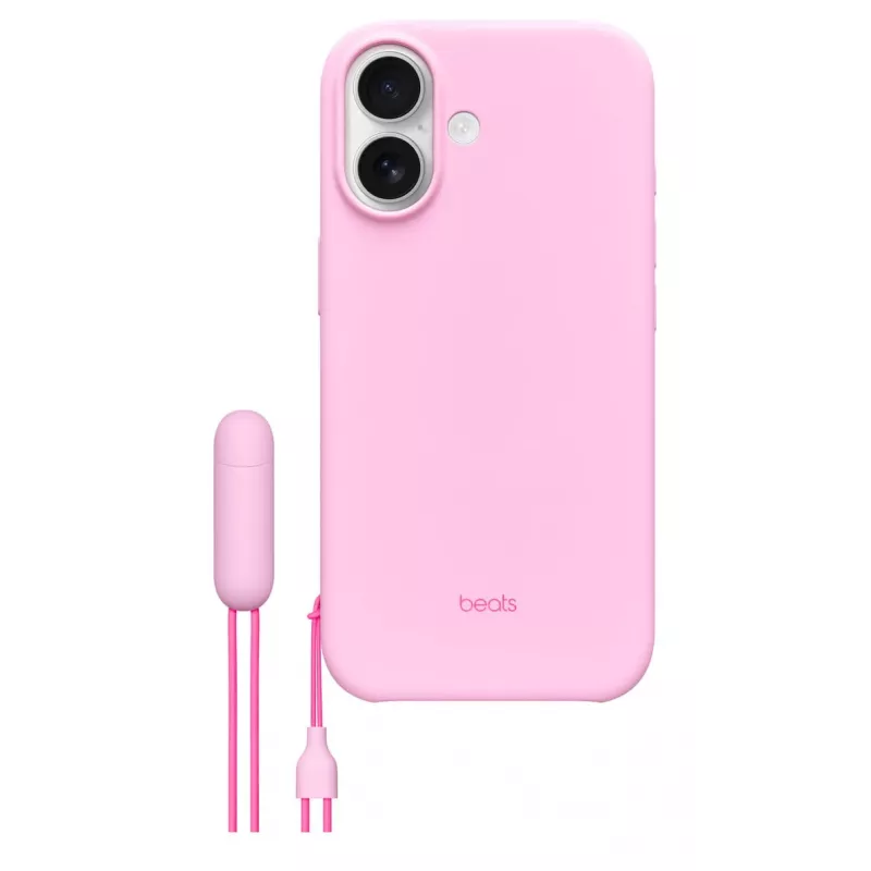 Capa com suporte para iPhone 17 Apple Beats com MagSafe e controlo de câmara, Pebble Pink, PC e microfibra