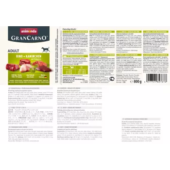 Comida húmida para cães animonda GranCarno vaca + coelho com ervas 800 g, adulto, lata