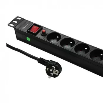 Qoltec 53996 régua de tomadas para RACK 19 | 1U | 16A | PDU | 8xFRANCÊS | 2m