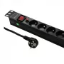 Qoltec 53996 régua de tomadas para RACK 19 | 1U | 16A | PDU | 8xFRANCÊS | 2m