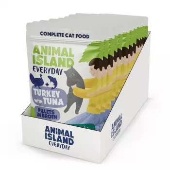 ANIMAL ISLAND peru com atum sacos de comida para gatos 12x85g