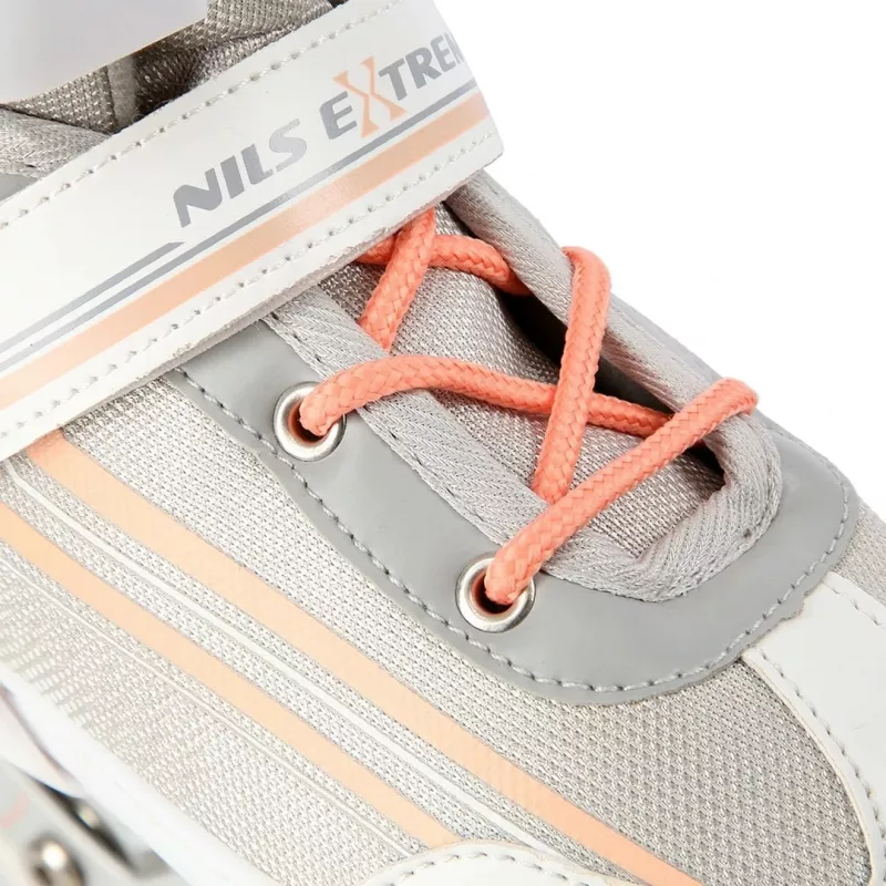 Patins em linha 2IN1 Nils Extreme NH18190 BRANCO/ROSA TAM. S (29-33) com patins de hóquei substituíveis