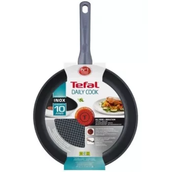 Frigideira multiusos Tefal Daily Cook G7300655 aço inoxidável 28 cm, cabo único em baquelite, revestimento interior de titânio