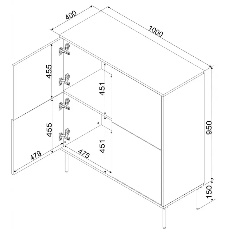 Cómoda 4D TRESSE 100x40x110 caxemira mate