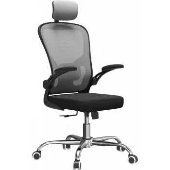 Cadeira de escritório top e shop DORY SZARY — assento estofado, encosto em rede, 650×620 mm, altura até 122 cm