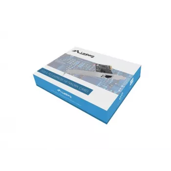Placa de rede Ethernet interna LANBERG PCE-1GB-201, PCI Express, 1× RJ-45 Gigabit (1000 Mbit/s), preta