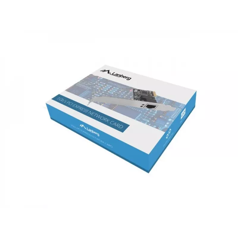 Placa de rede Ethernet interna LANBERG PCE-1GB-201, PCI Express, 1× RJ-45 Gigabit (1000 Mbit/s), preta