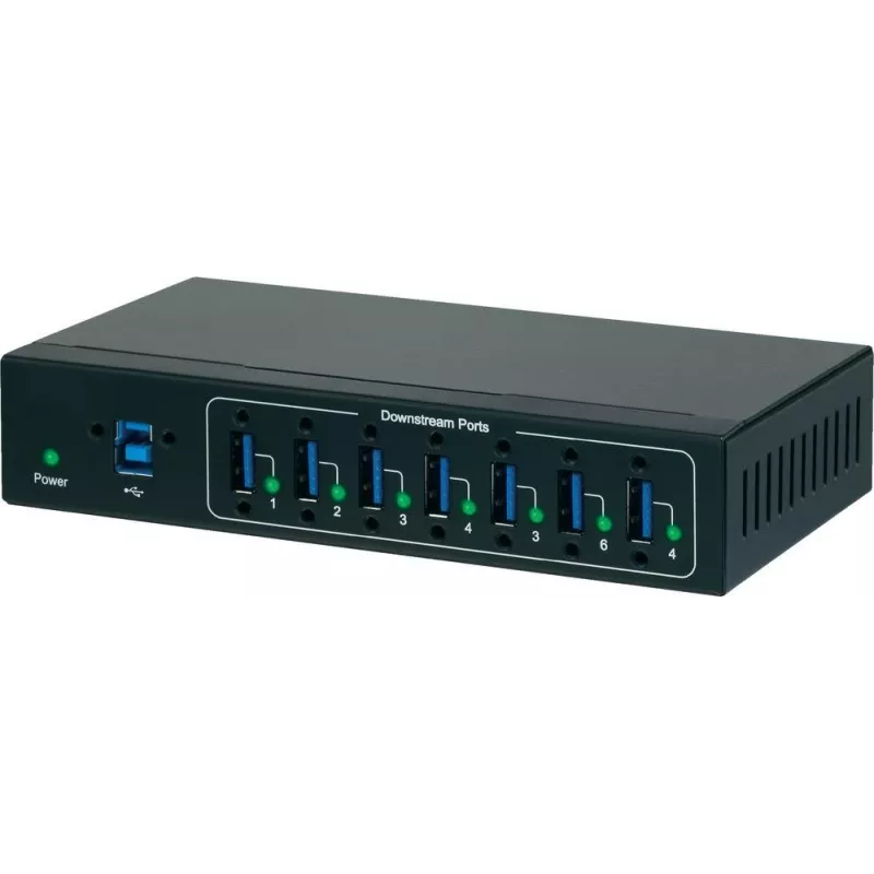 Renkforce hub industrial USB 3.0 de 7 portas, montagem na parede, preto