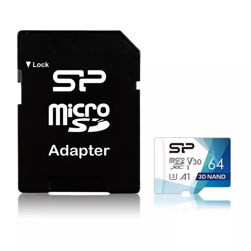 Cartão de memória MicroSDXC Silicon Power Superior Pro 64 GB UHS-III U3 V30 100/80 MB/s com adaptador SD
