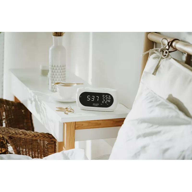 Adler AD 1186W despertador digital preto, branco