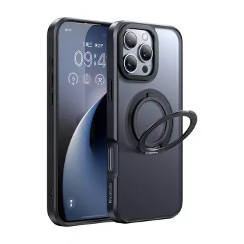 Capa protetora Mcdodo PC-4932 para iPhone 16 Pro com suporte integrado, preto