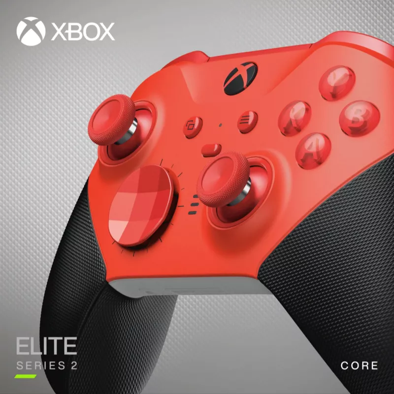 Microsoft Xbox Elite Wireless Controller Series 2 - Core - Comando - Sem fios - Bluetooth - vermelho - para PC, Microsoft Xbox Series S, Microsoft Xbox Series X, Microsoft Xbox One, And