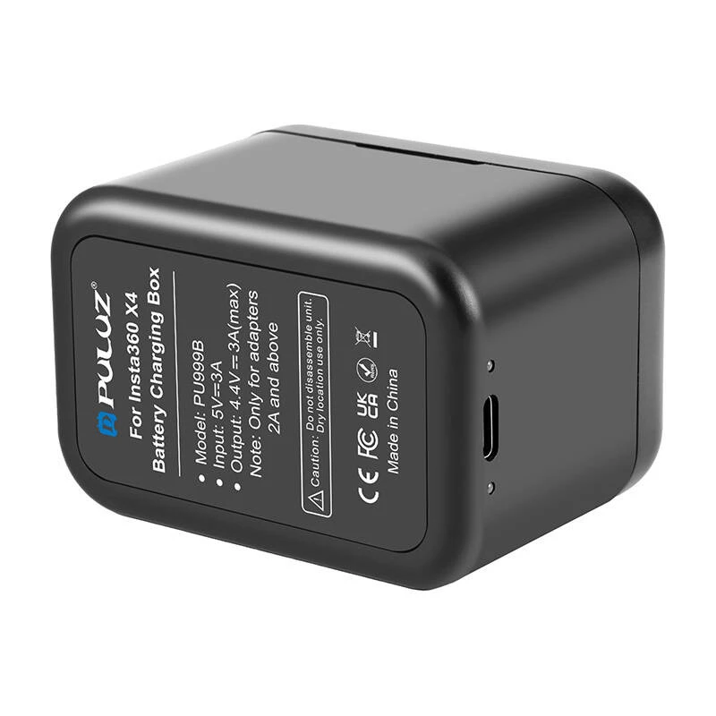 Estojo de carregamento Puluz PU999B para Insta360 X4 — preto, para baterias de câmara e cartões de memória